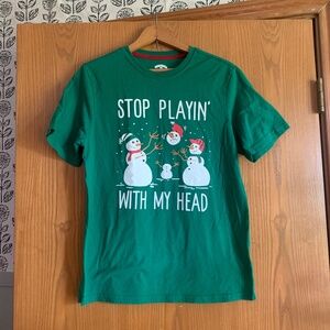 Holiday Time Snowman Boys t-shirt XL (14-16) Green Comical Cartoon
